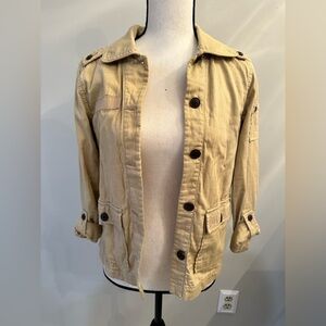 American Eagle khaki cargo jacket military style button up